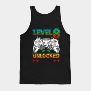 Level 8 Unlocked Birthday tee 8th Birthday Boy Gamer top 8 years Old Gamer tee Svg, Funny Kids Gamer gift Tank Top